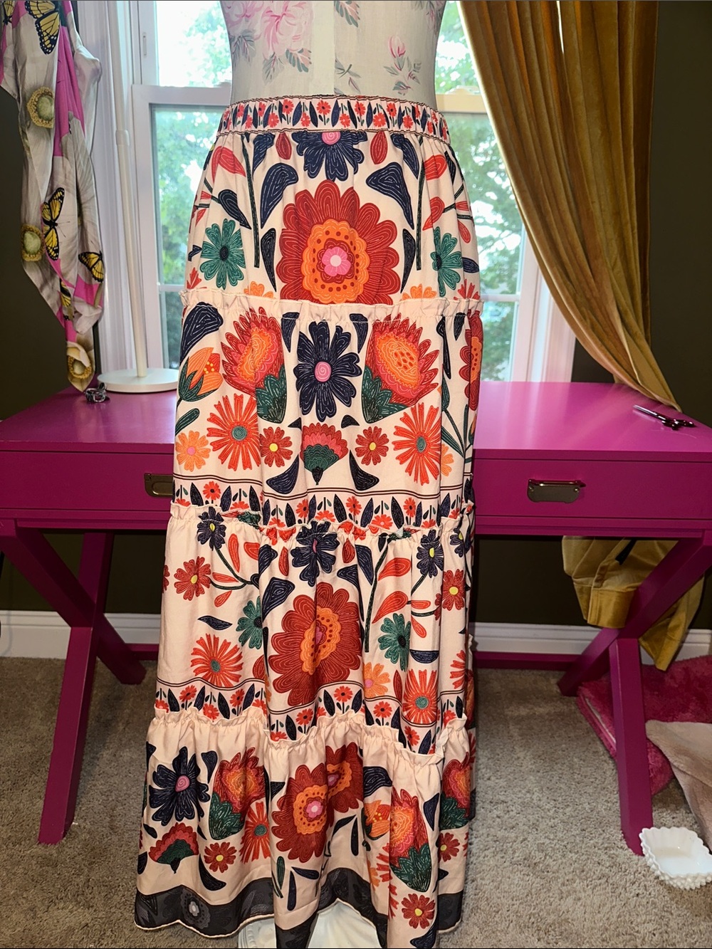 Floral Tiered Maxi Skirt - Multicolor - Picture 3 of 6